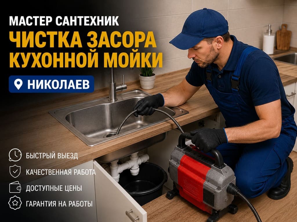 прочистка кухонной мойки Николаев