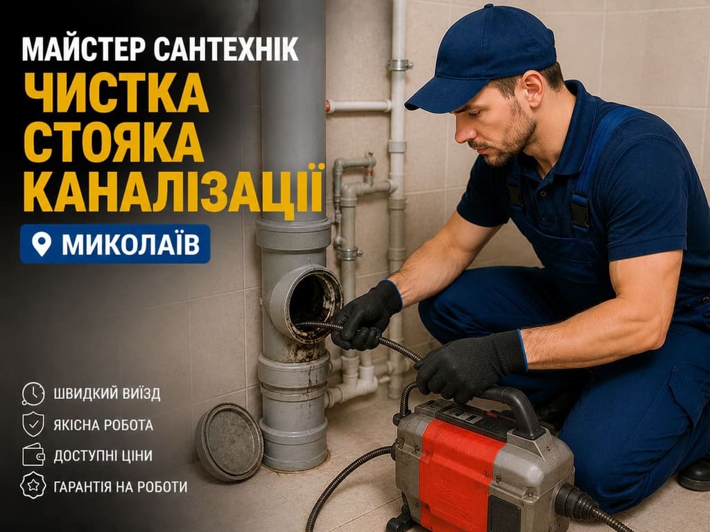 чистка стояка каналізації миколаїв